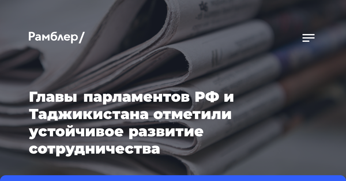 Главы парламентов РФ и Таджикистана отметили устойчивое развитие сотрудничества