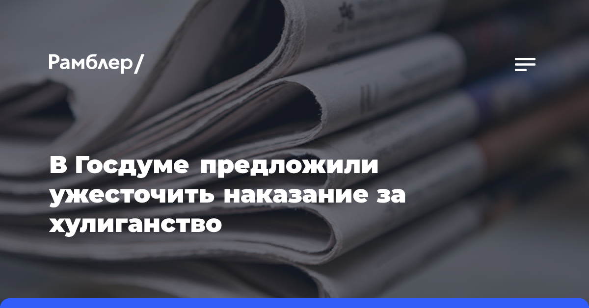 В Госдуме предложили ужесточить наказание за хулиганство