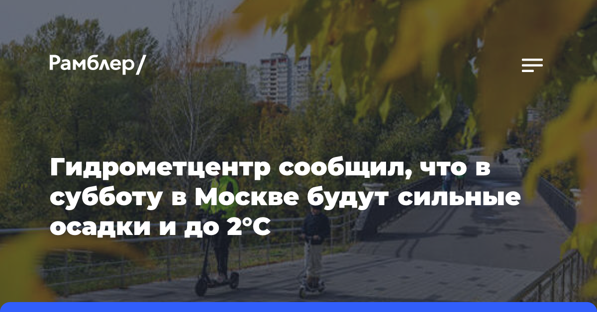 Гидрометцентр сообщил, что в субботу в Москве будут сильные осадки и до 2°C