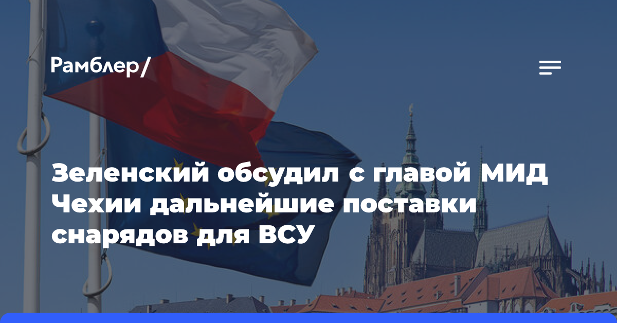 Зеленский обсудил с главой МИД Чехии дальнейшие поставки снарядов для ВСУ