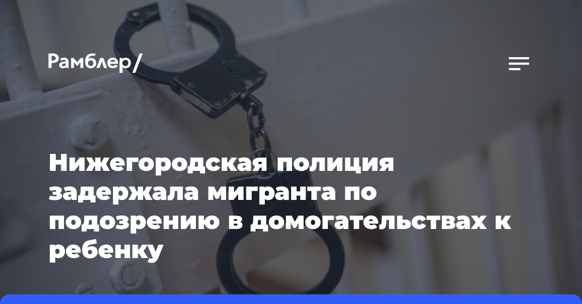 Нижегородская полиция задержала мигранта по подозрению в домогательствах к ребенку