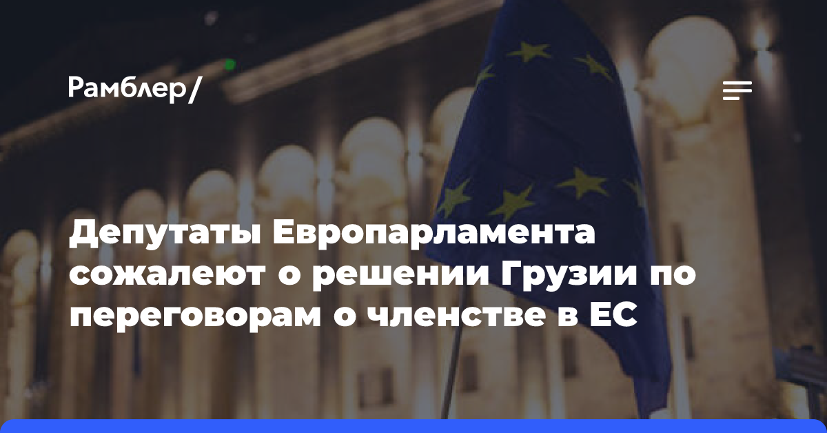 Депутаты Европарламента сожалеют о решении Грузии по переговорам о членстве в ЕС