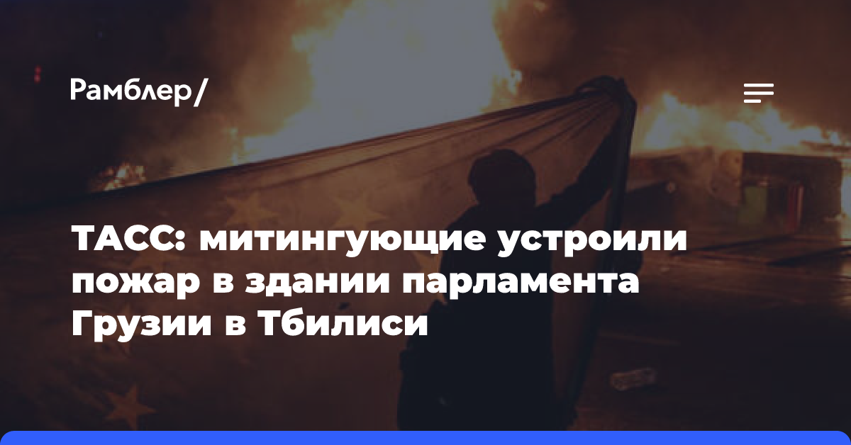 ТАСС: митингующие устроили пожар в здании парламента Грузии в Тбилиси