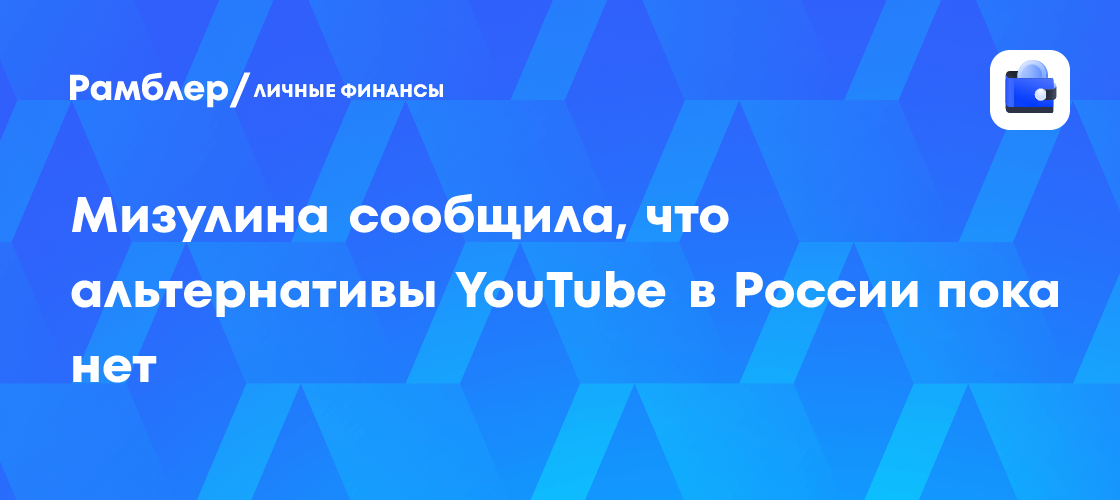 Мизулина сообщила, что альтернативы YouTube в России пока нет