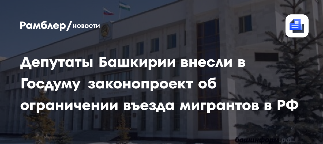 Депутаты Башкирии внесли в Госдуму законопроект об ограничении въезда мигрантов в РФ