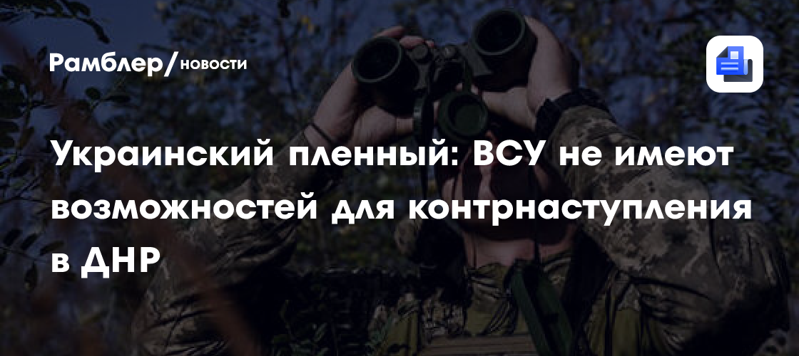 Украинский пленный: ВСУ не имеют возможностей для контрнаступления в ДНР