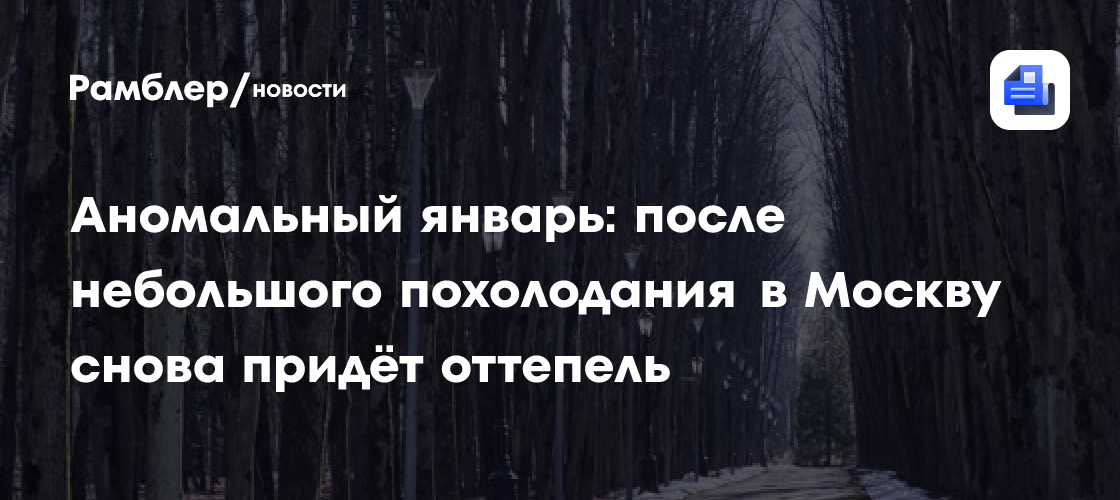 Аномальный январь: после небольшого похолодания в Москву снова придёт оттепель