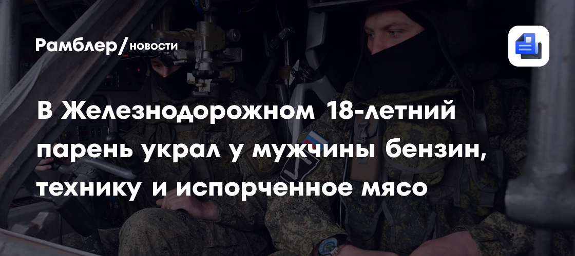 В Железнодорожном 18-летний парень украл у мужчины бензин, технику и испорченное мясо