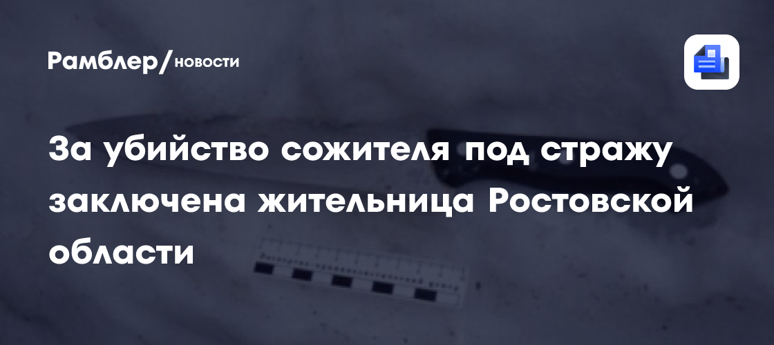 За убийство сожителя под стражу заключена жительница Ростовской области