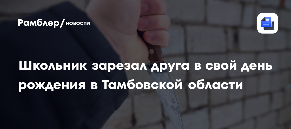 Школьник зарезал друга в свой день рождения в Тамбовской области