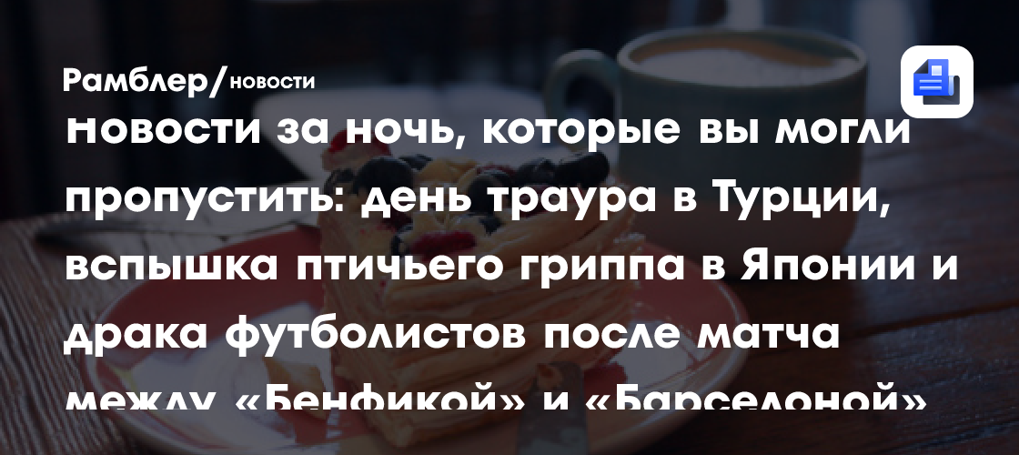 Новости за ночь, которые вы могли пропустить: день траура в Турции, вспышка птичьего гриппа в Японии и драка футболистов после…