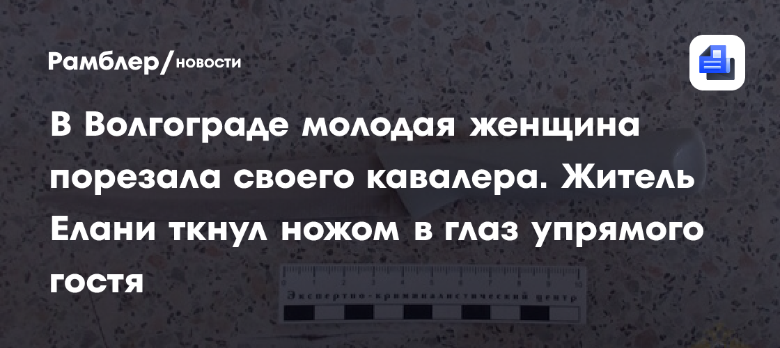 В Волгограде молодая женщина порезала своего кавалера. Житель Елани ткнул ножом в глаз упрямого гостя