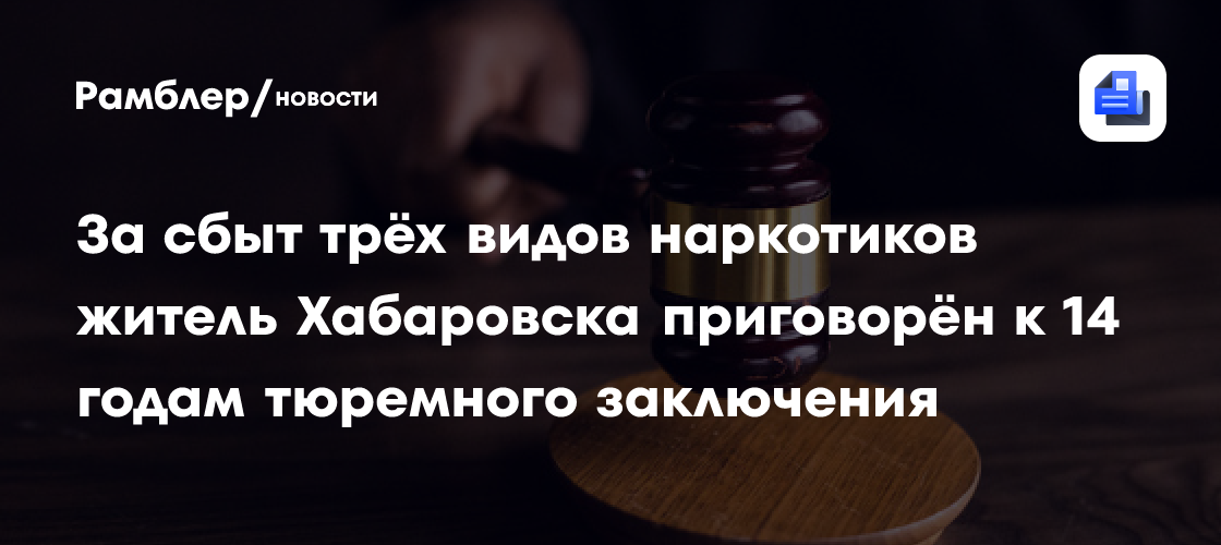 За сбыт трёх видов наркотиков житель Хабаровска приговорён к 14 годам тюремного заключения