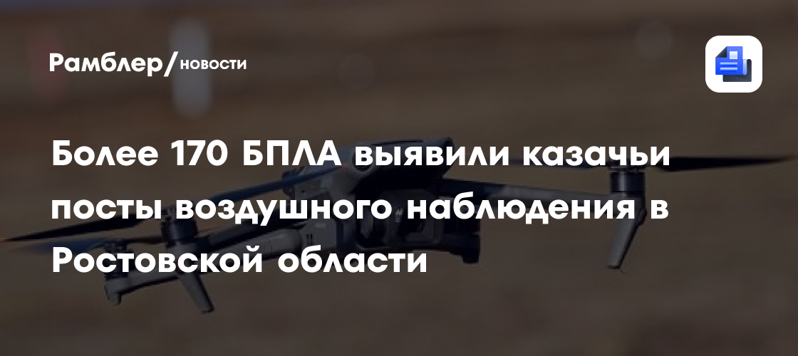 Более 170 БПЛА выявили казачьи посты воздушного наблюдения в Ростовской области