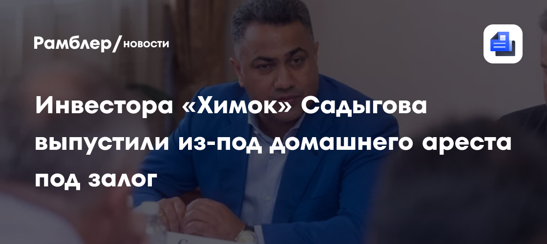 Инвестора «Химок» Садыгова выпустили из-под домашнего ареста под залог