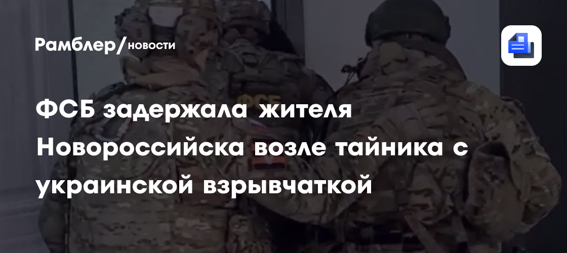 ФСБ задержала жителя Новороссийска возле тайника с украинской взрывчаткой