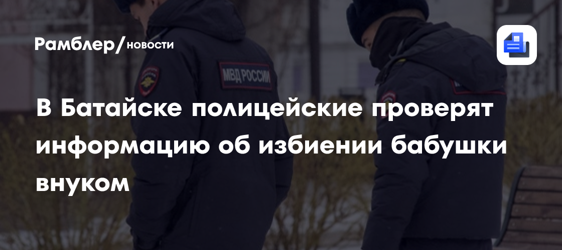 В Батайске полицейские проверят информацию об избиении бабушки внуком