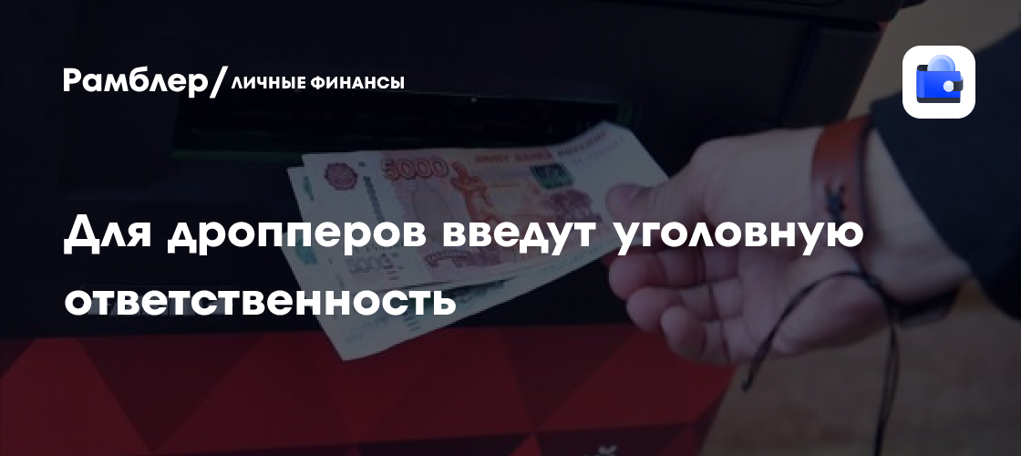 Российское правительство подготовило поправки об уголовной ответственности для дропперов