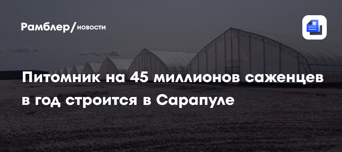 Питомник на 45 миллионов саженцев в год строится в Сарапуле