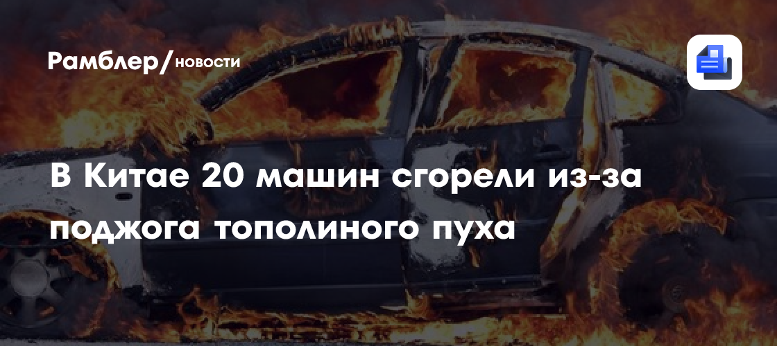 В Китае 20 машин сгорели из-за поджога тополиного пуха