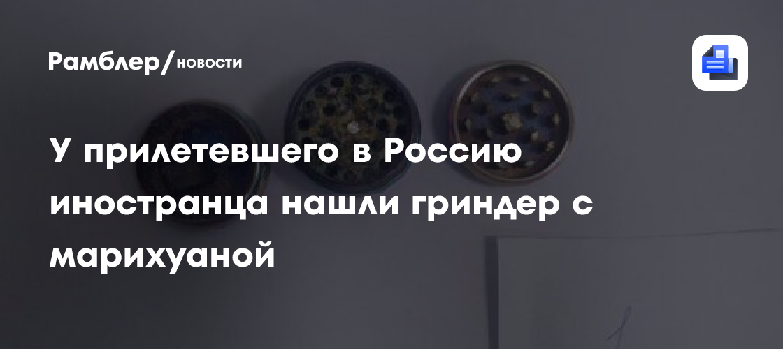 У прилетевшего в Россию иностранца нашли гриндер с марихуаной
