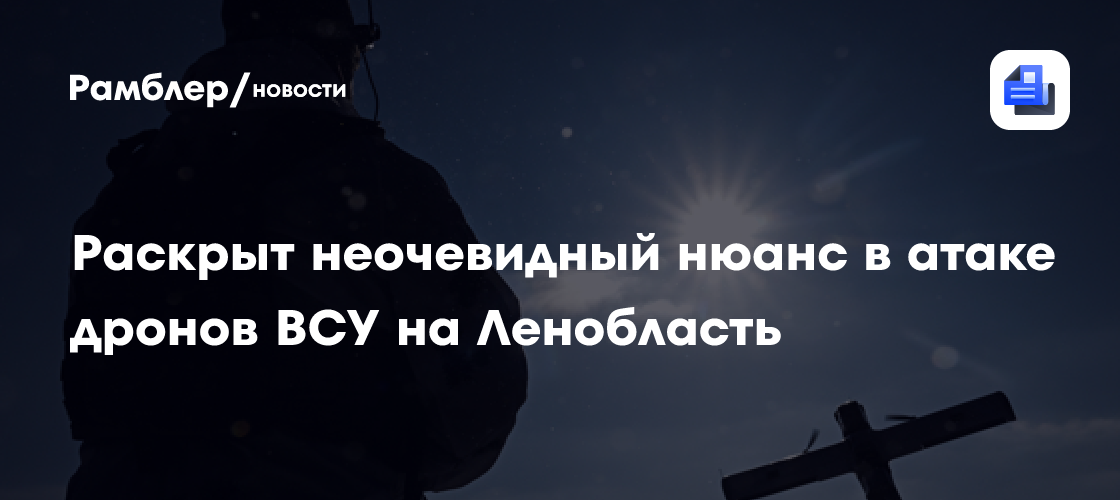 Раскрыт неочевидный нюанс в атаке дронов ВСУ на Ленобласть