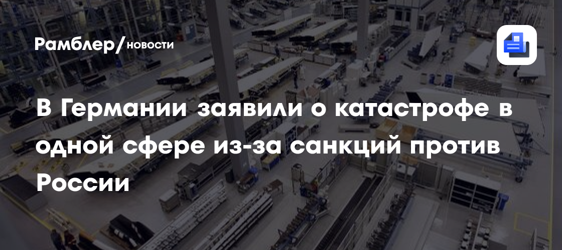 В Германии заявили о катастрофе в одной сфере из-за санкций против России