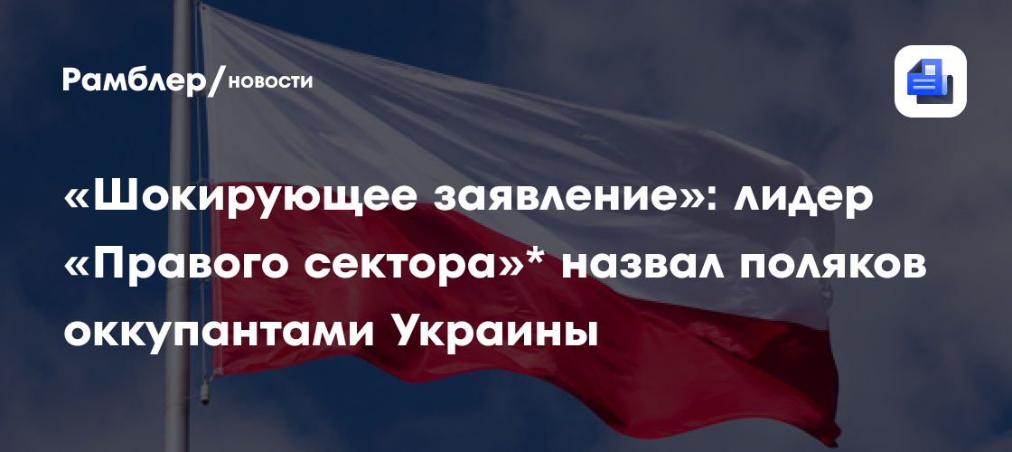 «Шокирующее заявление»: лидер «Правого сектора»* назвал поляков оккупантами Украины