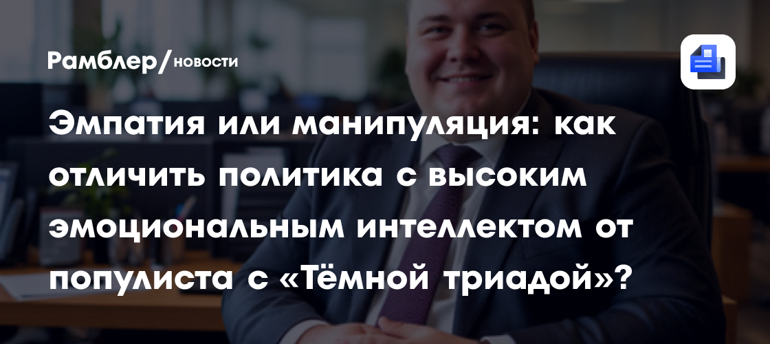 Эмпатия или манипуляция: как отличить политика с высоким эмоциональным интеллектом от популиста с «Тёмной триадой»?