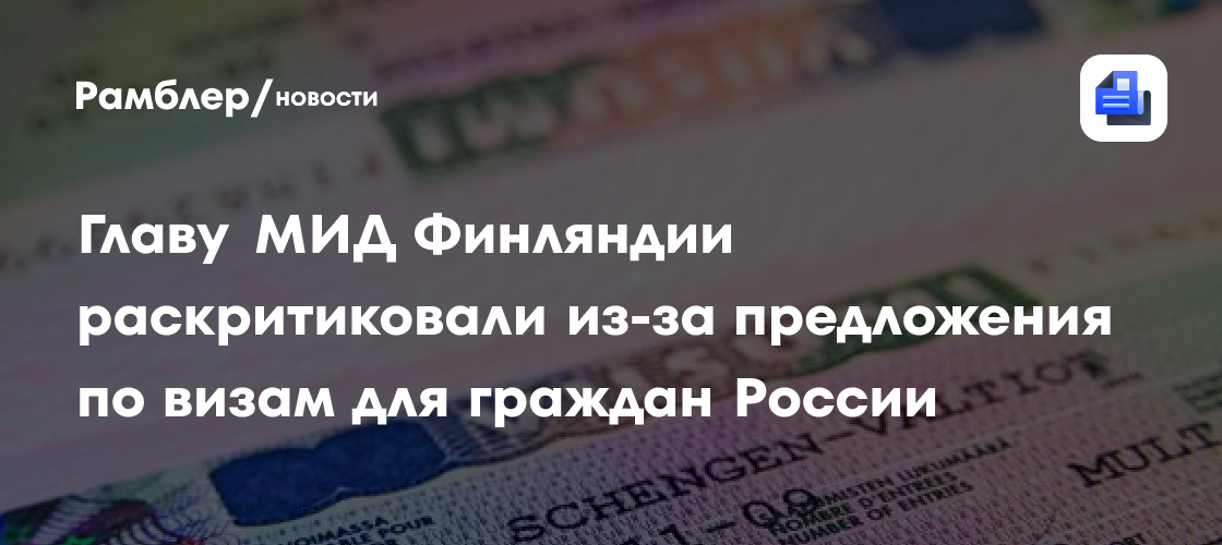 Главу МИД Финляндии раскритиковали из-за предложения по визам для граждан России