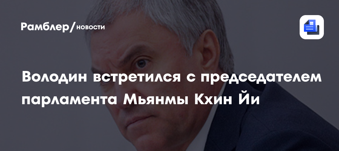 Володин обсудил с коллегой из Мьянмы перспективы развития межпарламентского сотрудничества