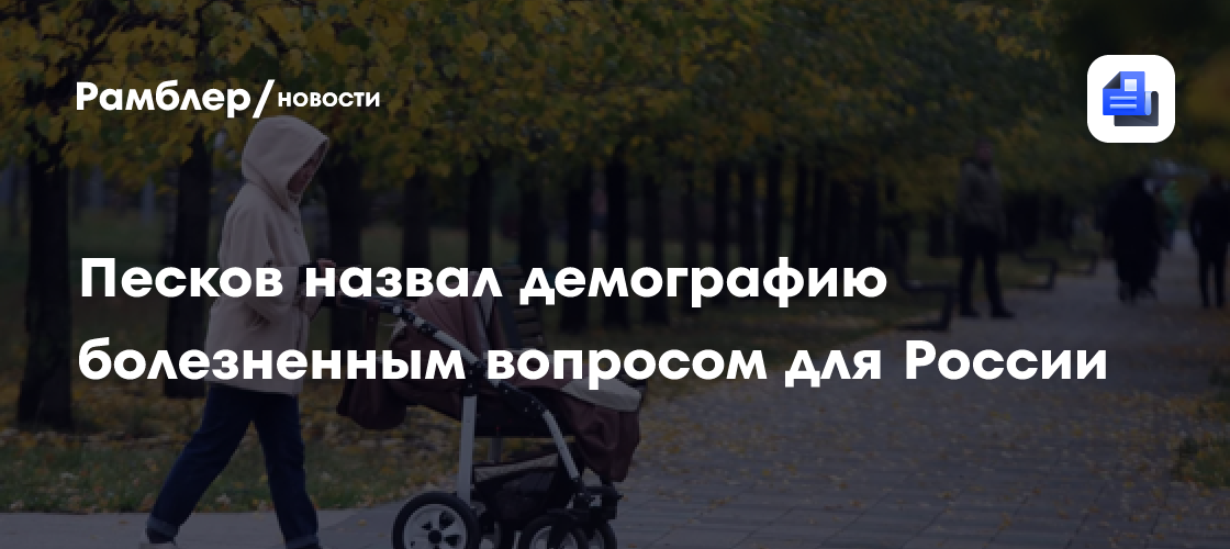 Песков назвал демографию болезненным вопросом для России