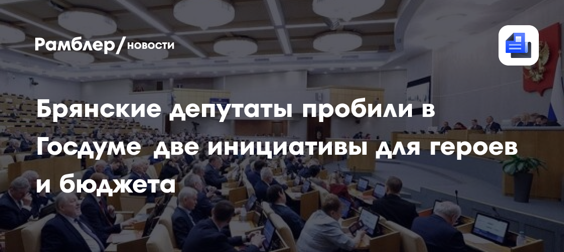 Брянские депутаты пробили в Госдуме две инициативы для героев и бюджета