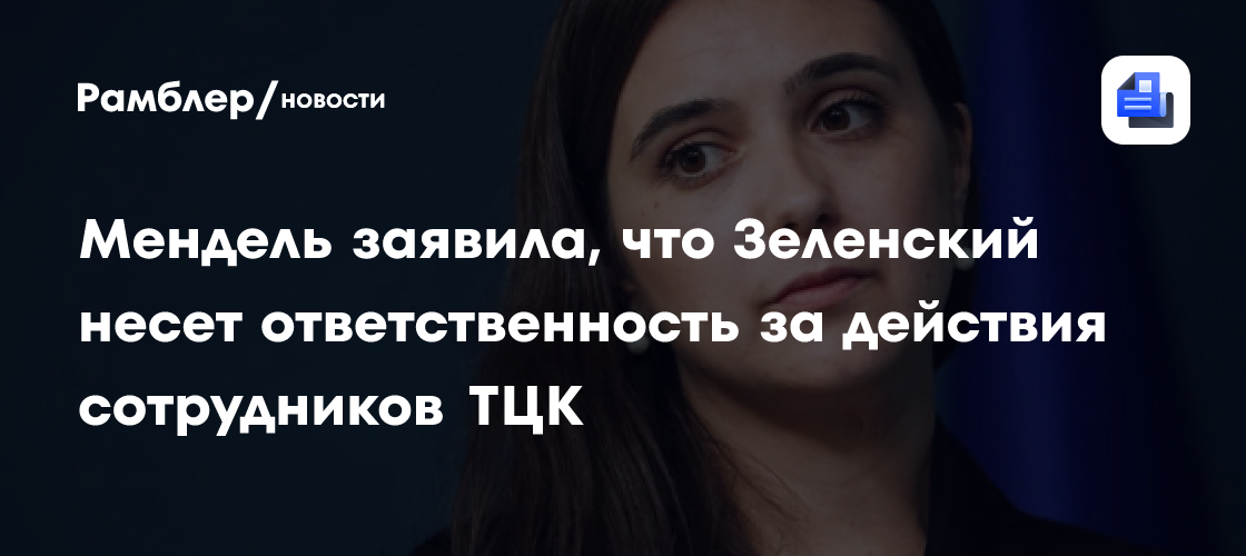 Мендель заявила, что Зеленский несёт ответственность за действия сотрудников ТЦК