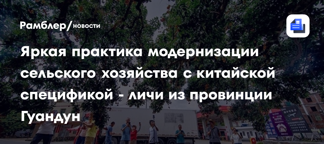 Яркая практика модернизации сельского хозяйства с китайской спецификой - личи из провинции Гуандун