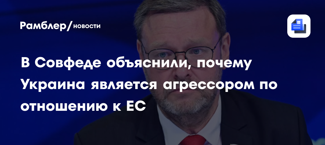 В Совфеде объяснили, почему Украина является агрессором по отношению к ЕС