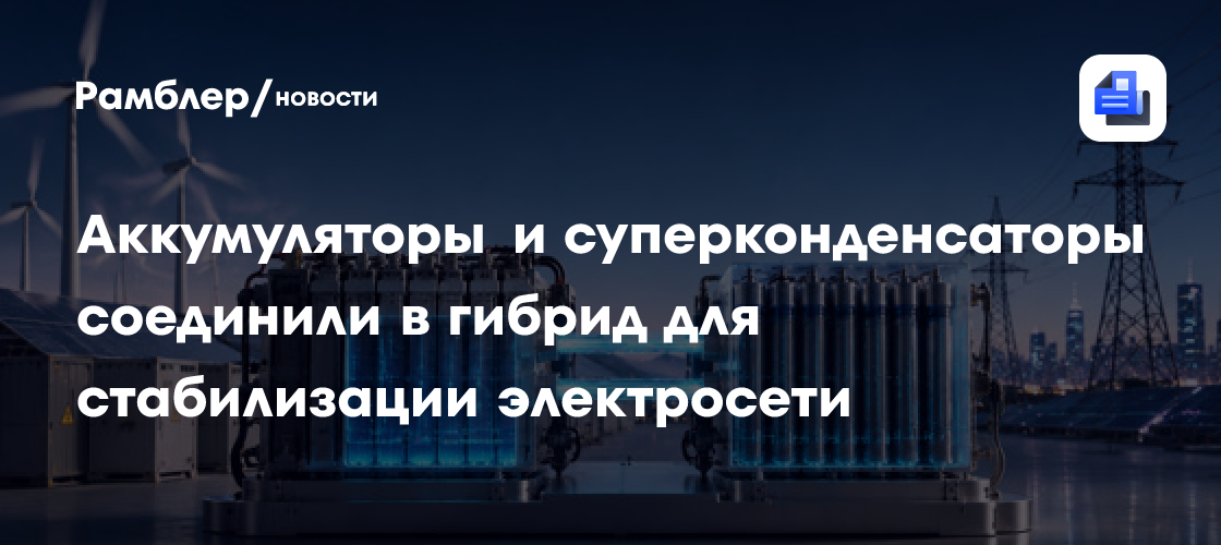 Аккумуляторы и суперконденсаторы соединили в гибрид для стабилизации электросети