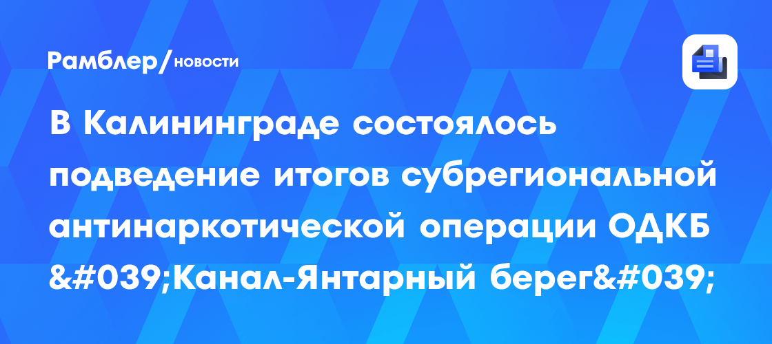 В Калининграде состоялось подведение итогов субрегиональной антинаркотической операции ОДКБ 'Канал-Янтарный берег'