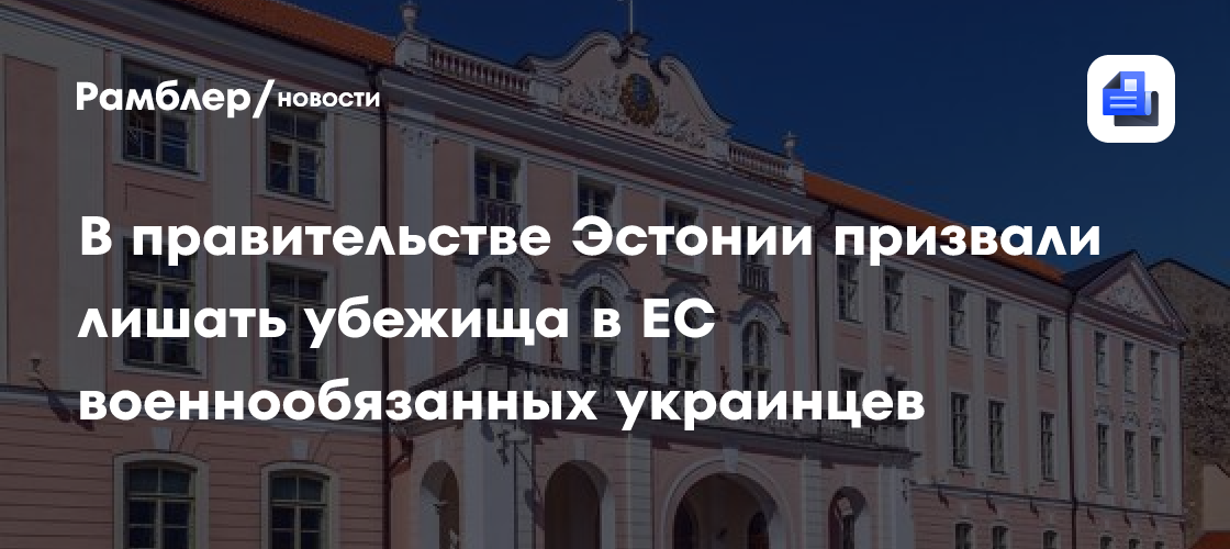 В правительстве Эстонии призвали лишать убежища в ЕС военнообязанных украинцев