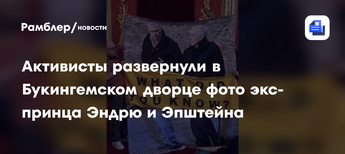 Активисты развернули в Букингемском дворце фото экс-принца Эндрю и Эпштейна