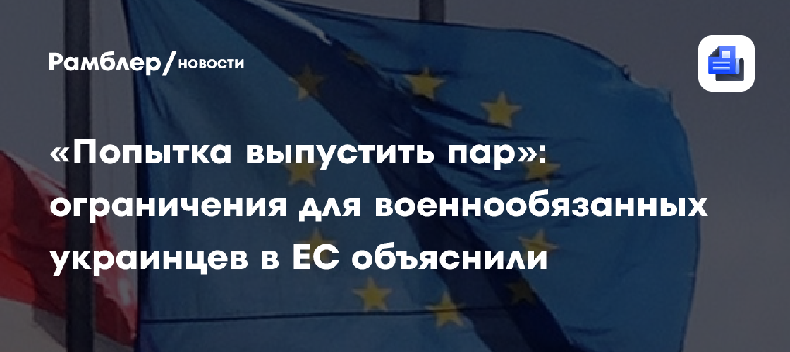 «Попытка впустить пар»: ограничения для военнообязанных украинцев в ЕС объяснили