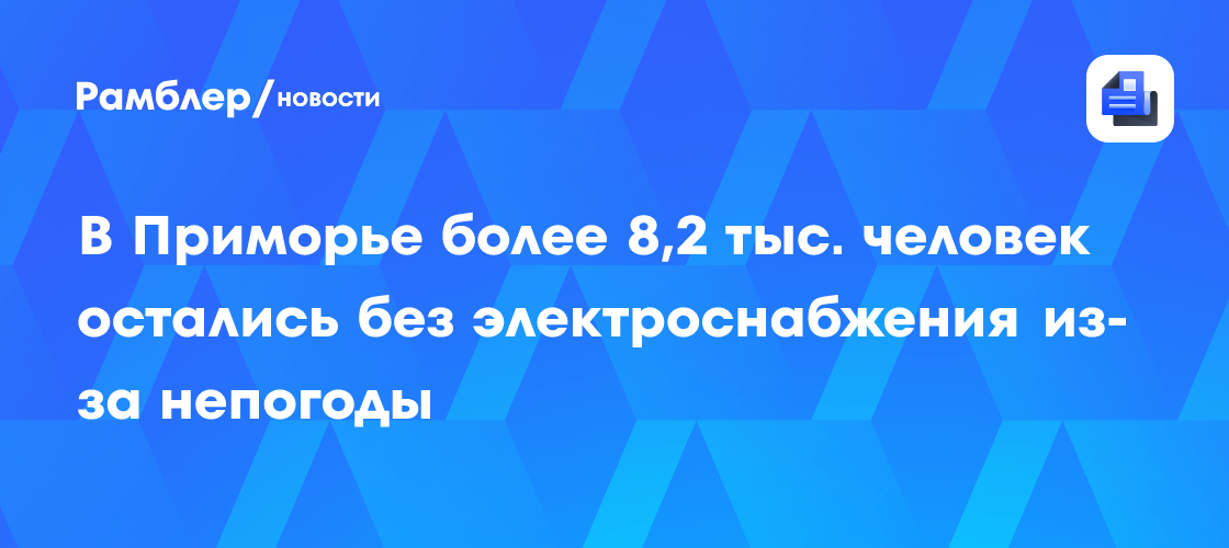 В Приморье более 8,2 тыс. человек остались без электроснабжения из-за непогоды