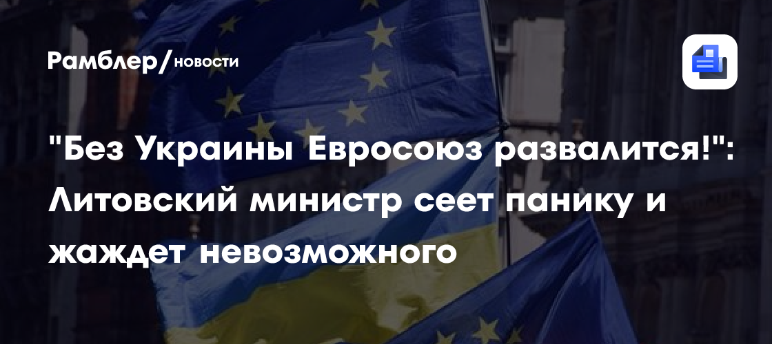 "Без Украины Евросоюз развалится!": Литовский министр сеет панику и жаждет невозможного
