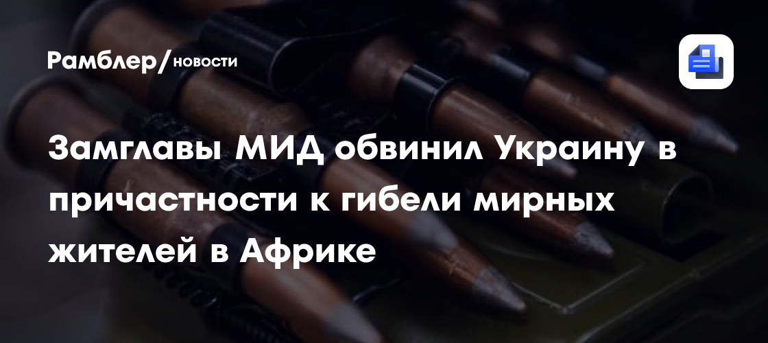 Замглавы МИД обвинил Украину в причастности к гибели мирных жителей в Африке