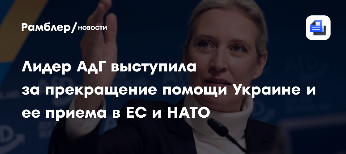 Лидер АдГ выступила за прекращение помощи Киеву
