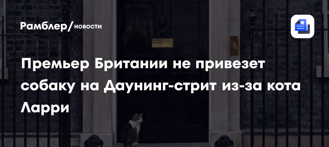 Премьер Британии не привезет собаку на Даунинг-стрит из-за кота Ларри