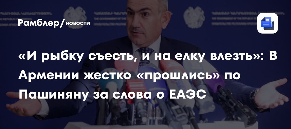 «И рыбку съесть, и на елку влезть»: В Армении жестко «проехали» по Пашиняну за слова о ЕАЭС