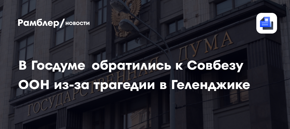В Госдуме обратились к Совбезу ООН из-за трагедии в Геленджике