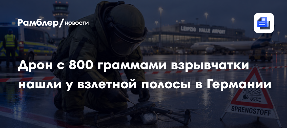 Дрон с 800 граммами взрывчатки нашли у взлетной полосы в Германии