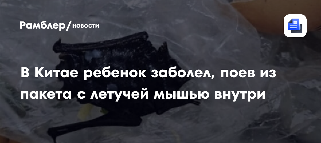 В Китае ребенок заболел, поев из пакета с летучей мышью внутри